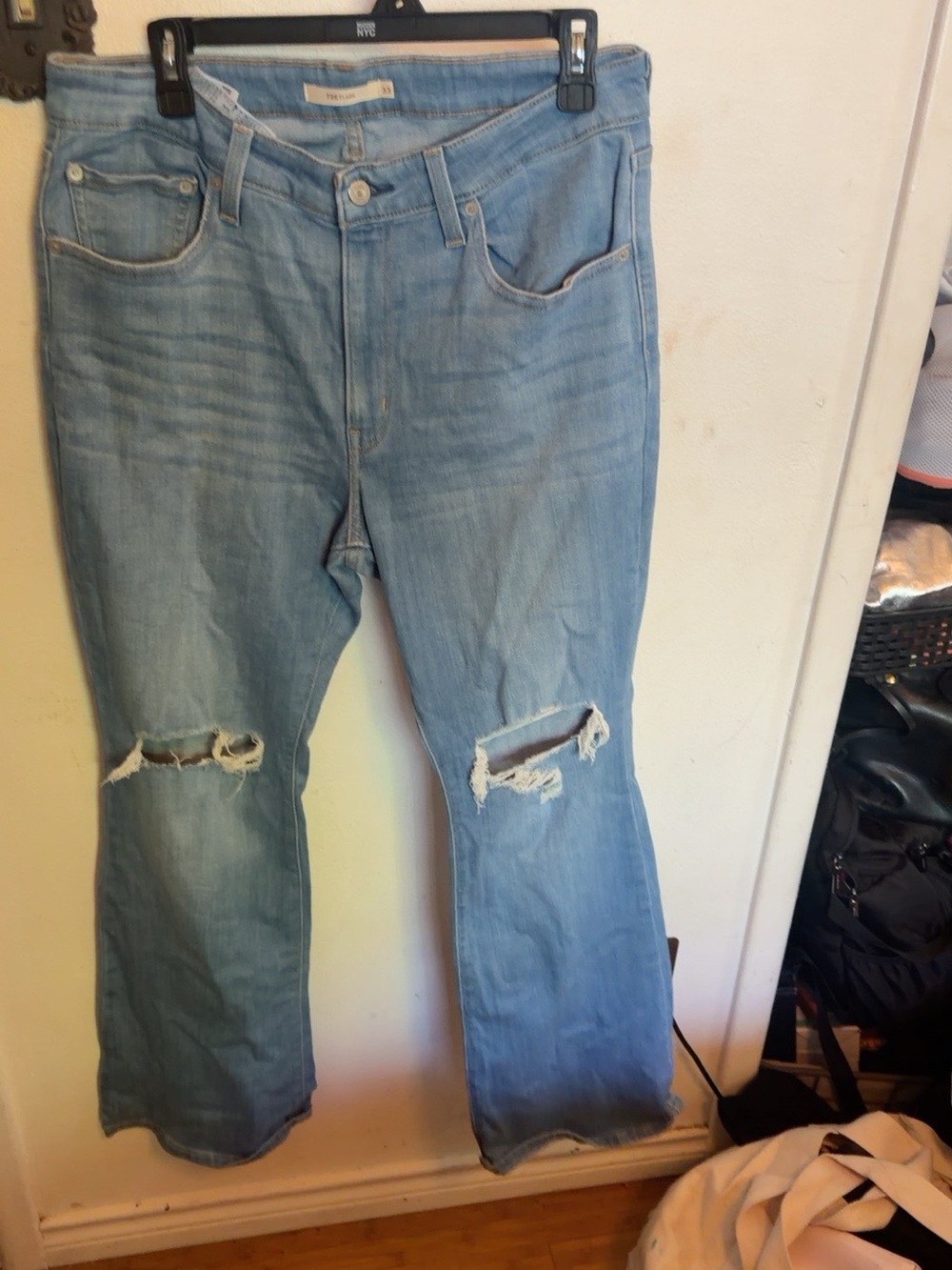 Levi’s 726 Flare Jeans Women’s Size 33 Light Wash Distressed High Rise